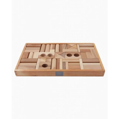 Afbeelding van Wooden Story Houten speelgoed blokken in bak naturel 54