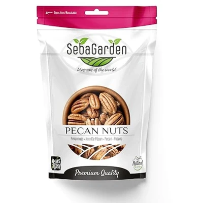 Afbeelding van Seba Garden Ongezouten pecannoten, natuurlijk glutenvrij, zonder conserveringsmiddelen, GMO vrij, ketogeen, paleo, veganistisch
