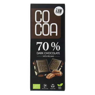 Afbeelding van Cocoa 70% Dark Chocolate Pecan Reep