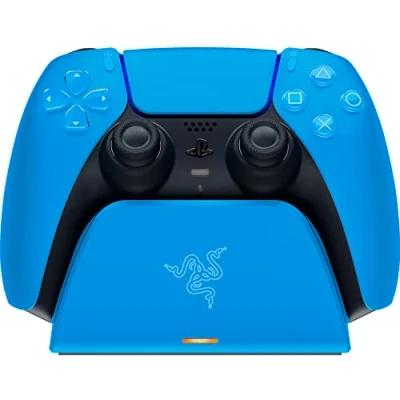 Image de Chargeur Universel Razer pour controler Playstation PS5 DualSense Charge rapide Socle incurvé Bleu