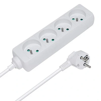 Image de Multiprise électrique sans interrupteur 4 prises 1.50m blanche CE