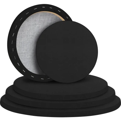 Afbeelding van Belle Vous Rond Zwarte Canvas Set (5 Pak) 5 Geassorteerde Maten Voorgerekte Paneelborden Geschikt voor Acryl en Olieverf, Maar ook Schetsen Tekenen