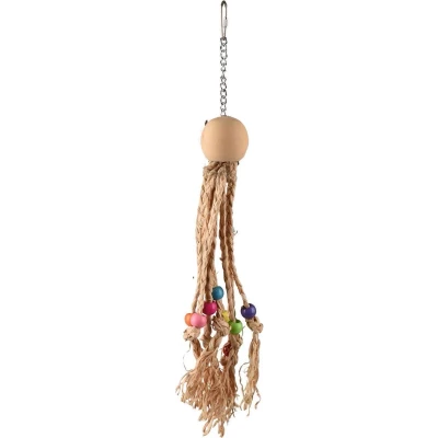 Afbeelding van Flamingo Vogelspeelgoed Octopus Met Gekleurde Kralen 38 cm Beige