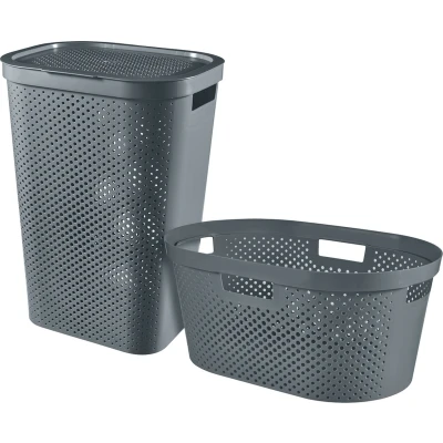 Afbeelding van Curver Infinity wasmand met deksel 60 l + 40 antraciet