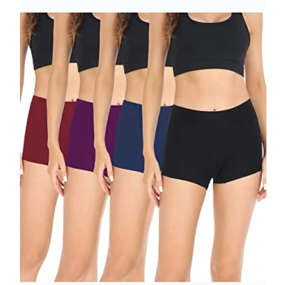 Image de wirarpa Boyshort Lot de 4 caleçons boxers sécurité pour femme en coton anti frottement avec entrejambe 100% coton, 3XL