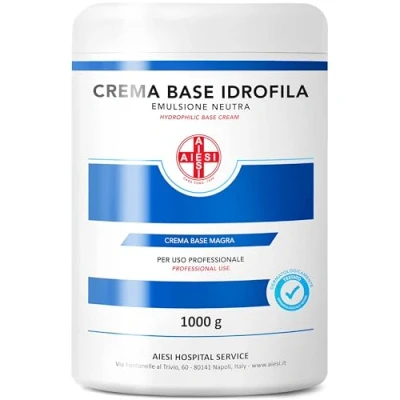Afbeelding van AIESI® Zuivere hydrofiele basiscrème magere neutrale emulsie (fles van 1 kg), ideaal voor farmaceutisch, cosmetisch en dermatologisch gebruik, gemaakt in Italië