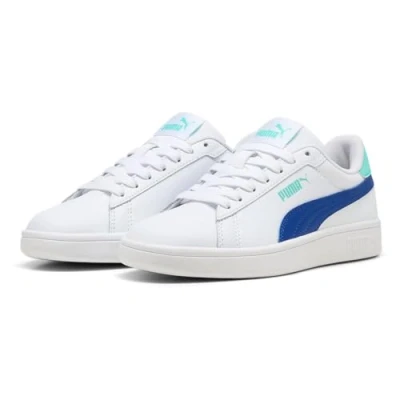 Afbeelding van Puma Baskets Smash 3.0 L Jr unisexes pour enfant, Blanc, bleu vif, aquatique, 5 UK