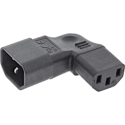 Afbeelding van InLine® 16723E Voedingsadapter IEC 60320 C14/C13 links/rechts gehoekt 3 polig voor koude apparaten