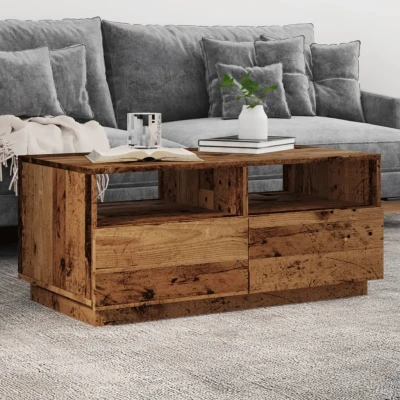 Afbeelding van vidaXL Salontafel met LED verlichting 90x49x40 cm oud houtkleurig