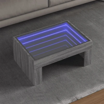 Afbeelding van Salontafel met Infinity LED 70x50x30 cm grijs sonoma eikenkleur