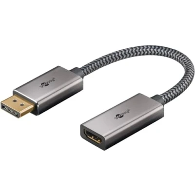 Afbeelding van goobay DisplayPort kabel, naar HDMI adapter, verguld, voor pc/laptop extern scherm, robuuste constructie, hoogwaardige materialen, beeldreproductie
