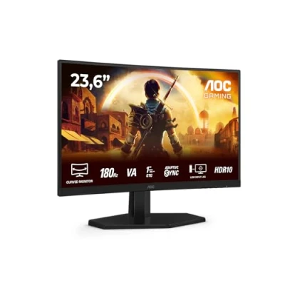 Image de AOC Gaming C24G42E Moniteur incurvé Full HD 24 pouces 180 Hz, 0,5 ms, FreeSync Premium (1920 x 1080, 1 HDMI 2.0, DisplayPort 1.4) Noir