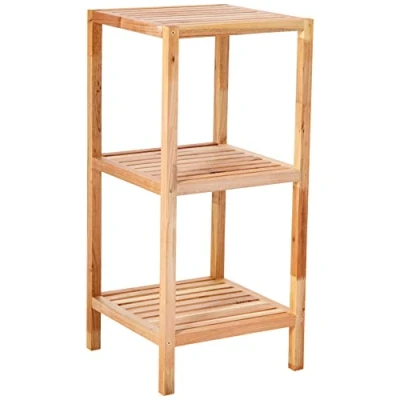 Afbeelding van WENKO Rek van hout, badkamerrek, Norway, 3 planken, notenhout, 36 x 79 cm