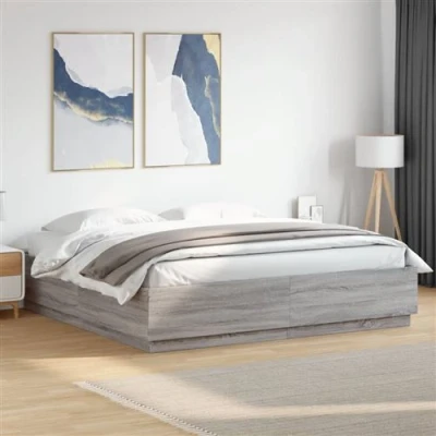 Afbeelding van vidaXL Bedframe met LED verlichting grijs sonoma eiken 200x200 cm