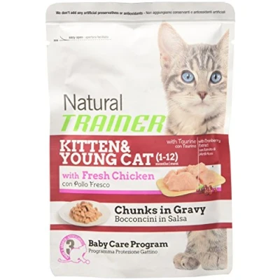 Afbeelding van Natural Trainer Cat Kitten / Junior Chicken Pouch 12X85 GR