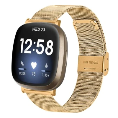 Afbeelding van Fitbit Versa 3/4 &amp; Sense 1/2 Milanese bandje met klemsluiting Goud