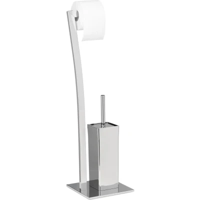 Afbeelding van Relaxdays toiletaccessoires set rvs toiletrolhouder toiletborstelhouder wc borstel zilver