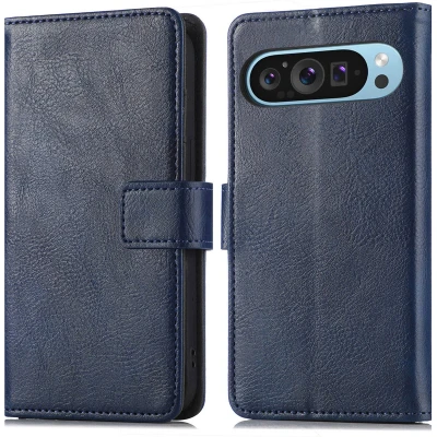 Afbeelding van iMoshion Hoesje Geschikt voor Google Pixel 9 Met Pasjeshouder Luxe Bookcase Donkerblauw