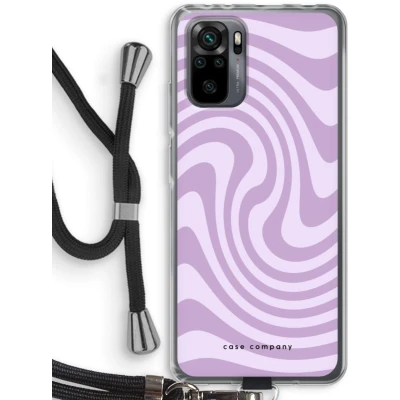 Afbeelding van Case Company® hoesje met Koord geschikt voor Xiaomi Redmi Note 10 Pro Swirl Paars Telefoonhoesje Zwart Bescherming aan alle Kanten en Over de Schermrand