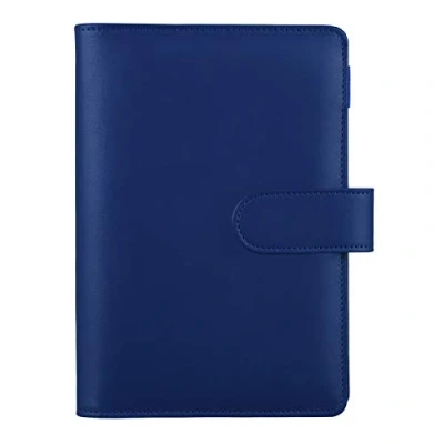 Afbeelding van HAUTOCO PU lederen A6 Budget Binder Cover, navulbare 6 Ring Notebook Folder Personal Planner voor geld Organizer, losse blad geldbesparende portemonnee Cash Stuffing Binder, zwart