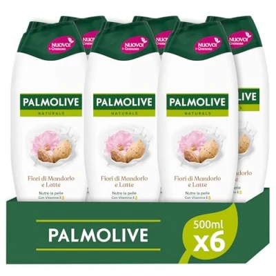 Afbeelding van Palmolive Naturals Mousserende Bad met amandel en hydraterende melk, 6 x 500 ml, hydrateert alle huidtypes, zachte formule voor een huid, ingrediënten van 95% natuurlijke oorsprong*
