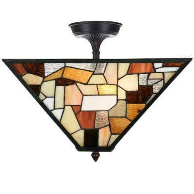 Afbeelding van Art Deco Trade Tiffany Verlengde Plafonnière Fallingwater
