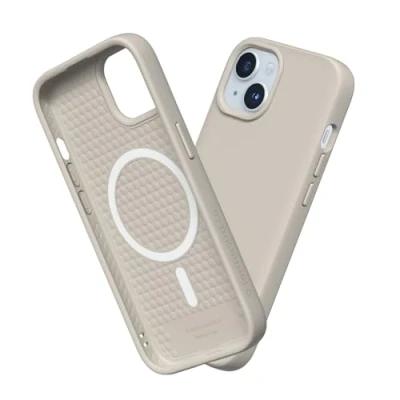 Afbeelding van RHINOSHIELD Hoesje compatibel met [iPhone 15] SolidSuit Magsafe dunne hoes schokabsorberende technologie en premium matte afwerking schelpbeige