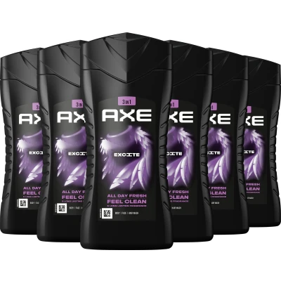 Afbeelding van Axe Excite 3 in 1 Douchegel 6 x 250 ml Voordeelverpakking