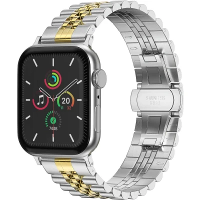 Afbeelding van Selencia Jubilee stalen bandje Geschikt voor Apple Watch 1, 2, 3, 4, 5, 6, 7, 8, 9, 10 (42 mm), SE 38/40/41 mm Zilver One Size