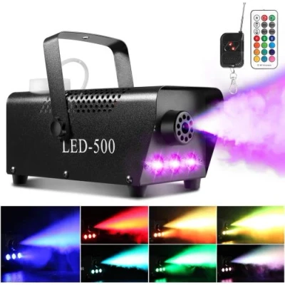 Image de AGPtEK Machine à fumée avec 13 lumières LED colorées et effet RVB, 500 W 2000 CFM 2 filaires télécommande sans fil, parfait pour les mariages, Halloween spectacles de scène