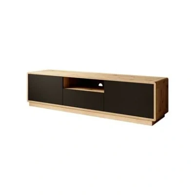 Afbeelding van Meubella TV Meubel Acuna Mat zwart Eiken 180 cm