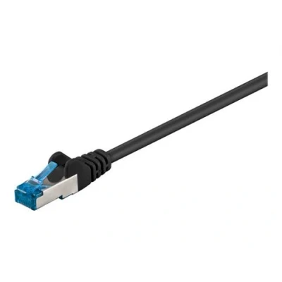 Image de goobay Cordon de raccordement RJ 45 (M) pour 30 m SFTP, PiMF CAT 6a sans halogène, moulé, rond, crochet noir