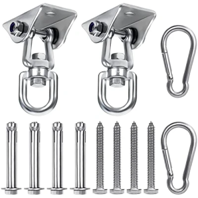 Afbeelding van Belle Vous Zware Kwaliteit Schommel Hangers (2 Pak) Roestvrij Stalen 360 Graden Roterende Swivel Haken met Schroeven 400kg Capaciteit Voor Betonnen Houten Sets, Hangmat Stoel, Zandzak Schommelset