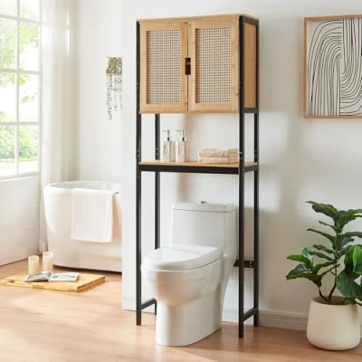 Afbeelding van Toilet ombouwkast Tervola 172x63x27 cm zwart en naturel [en.casa]