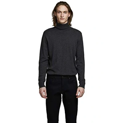 Image de Jack &amp; Jones Homme Pull à col roulé Jjeemil Knit Roll Neck Noos, Gris (Dark Grey Melange Dark Melange) S