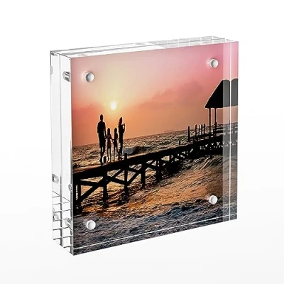 Afbeelding van Sezanrpt Acryl fotolijst 7,5 x cm voor foto&#039;s van of 5 cm, transparant, dubbelzijdig, dik, displaystandaard, kleine houders tips