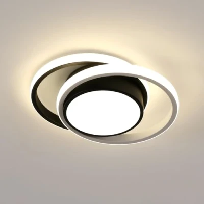 Afbeelding van Comely Moderne led plafondlamp, zwart, ronde natuurlijk licht, 4500 K, 32 W, 3600 lm, plafondlamp voor slaapkamer, hal, keuken, balkon, Dia 28 cm