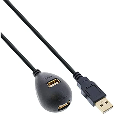 Afbeelding van Premium USB naar 2x docking kabel USB2.0 tot 1A / zwart 2 meter
