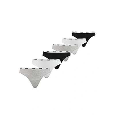 Afbeelding van Puma Women String 6 PACK String, Dames, Maat: Medium, Grey black white
