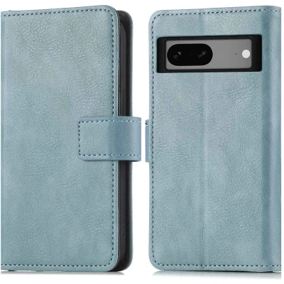 Afbeelding van iMoshion Hoesje Geschikt voor Google Pixel 7a Met Pasjeshouder Luxe Bookcase Lichtblauw