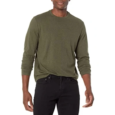Image de Amazon Essentials T shirt à manches longues pour homme, coupe classique, olive chiné, taille S