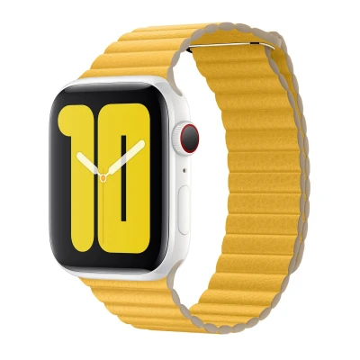 Afbeelding van Apple origineel Leather Loop Watch medium 42mm / 44mm 45mm 49mm Meyer Lemon MXAD2ZM/A