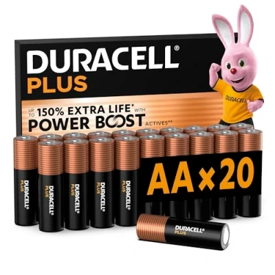 Afbeelding van Duracell Alkaline Batterij, Mignon, AA, LR06, 1.5V Plus, Extra Life, Retail Blister (20 Pack)
