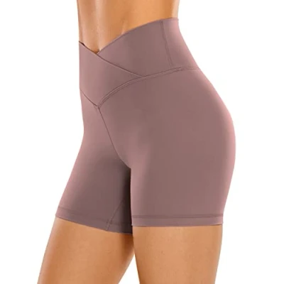 Afbeelding van CRZ yoga Dames Butterluxe crossovers hoge taille training biker shorts 13 cm, Mauve
