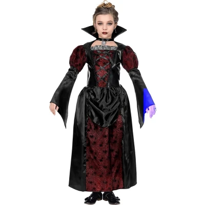 Afbeelding van Widmann Vampier &amp; Dracula Kostuum Statige Gravin Anastasia Meisje Rood, Zwart Maat 140 Halloween Verkleedkleding