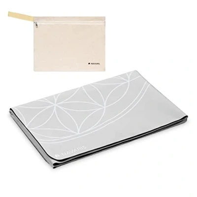 Afbeelding van Navaris opvouwbare yogamat voor reizen 1,5 mm dikke yoga mat yoga, pilates, training en fitness Met antislip draagtas Grijs