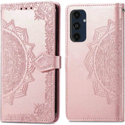 Afbeelding van imoshion Hoesje Geschikt voor Samsung Galaxy S24 FE Met Pasjeshouder Mandala Bookcase Rosé Goud