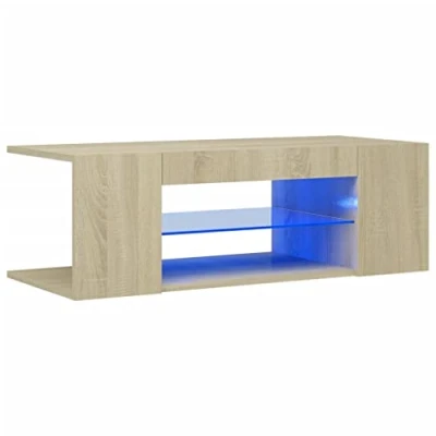 Afbeelding van vidaXL TV kast met ledlampen, sonoma eiken, 90 x 39 30 cm