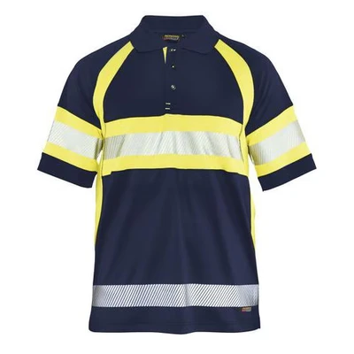 Image de Polo haute visibilité marine/jaune fluorescent