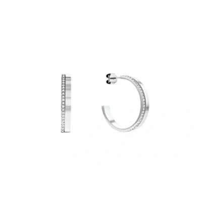 Afbeelding van Calvin Klein CJ35000163 Dames Oorbellen Oorringen Sieraad Staal Zilverkleurig 4 mm breed 2.5 cm lang